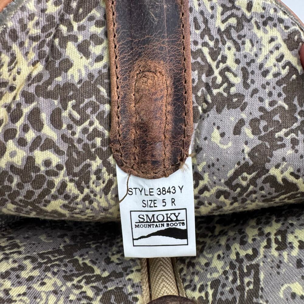 Smoky Mountain Boots Youth Sz 5R/Woman’s Sz 6.5 Floral Brown Square 3843Y - Picture 6 of 9